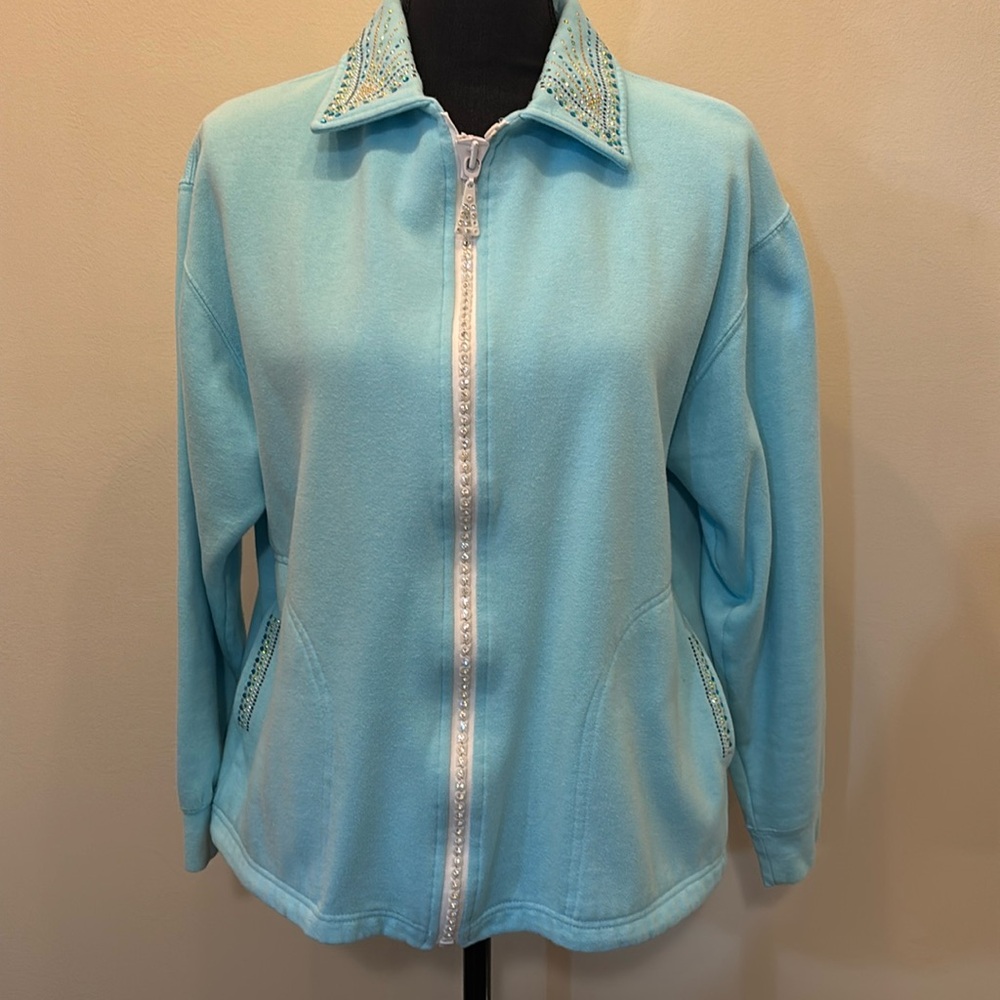 Rainbow Sportswear Women’s Zip Up Jacket Size M‎ with Rhinestone Detail